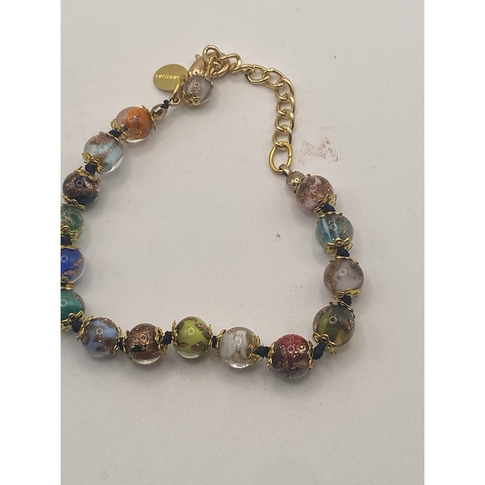 Murano Signed Glass Gold Tone Bracelet